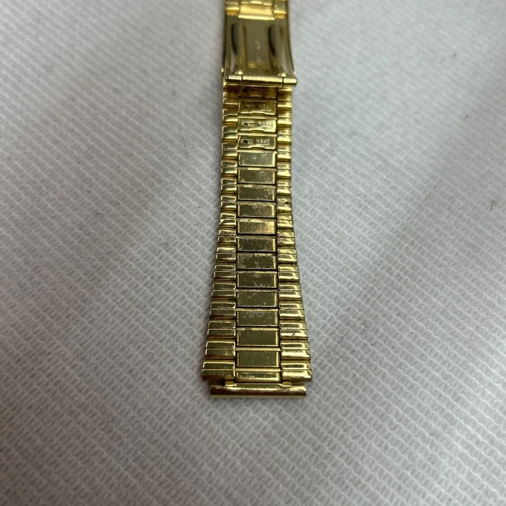 Men's Vintage Gold Tone Stainless Steel Expansion Watch Band 6 1/4 Inches